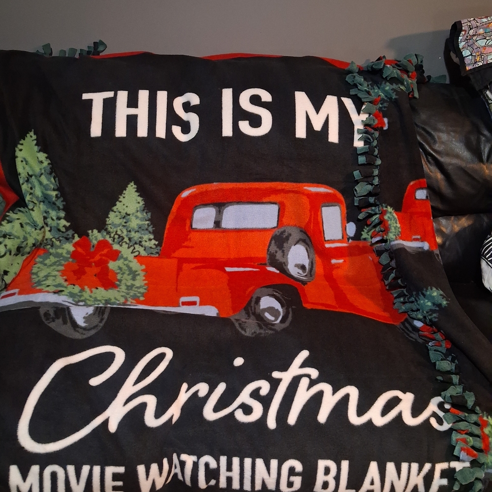 Festive Holiday Blanket with Red Truck Design